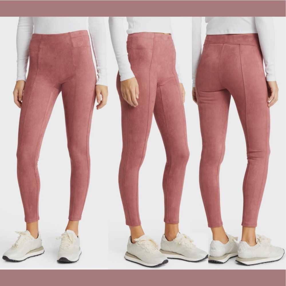 NWT $98 Spanx [ Small ] Faux Suede Leggings in Rich Rose Pink‎
